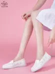 Giày y tá nữ đế mềm thoáng khí không mệt mỏi bệnh viện nêm giày công sở đế bằng da thật phong cách Hàn Quốc giày đế bằng màu trắng mùa hè