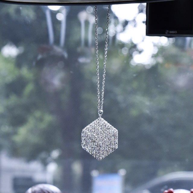 Bling Car Mirror Charm – Crystal Rhinestone Letter Pendant For Rearview Mirror Decoration - View #2