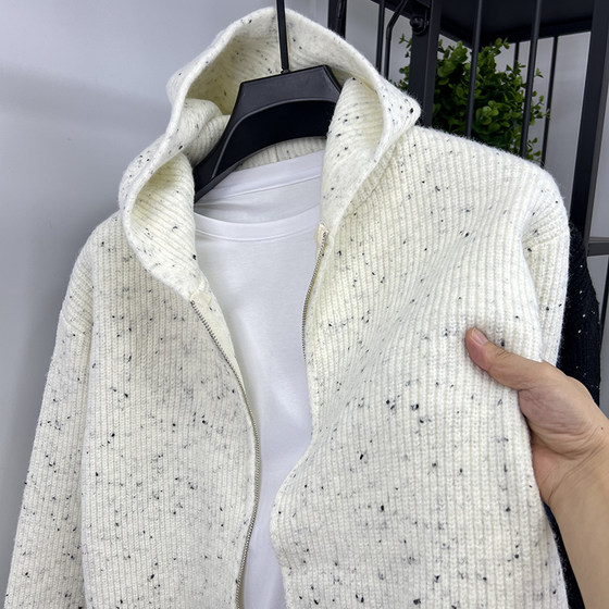 
Hooded zipper cardigan men's spring and autumn trendy casual sweater men's loose lazy style sweater thickened jacket