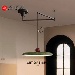 Swing Arm Flying Saucer Chandelier, French Mid-Century Style, Atmospheric Bar Table Lamp, Retro Cream Style, Creative Movable Dining Room Lamp