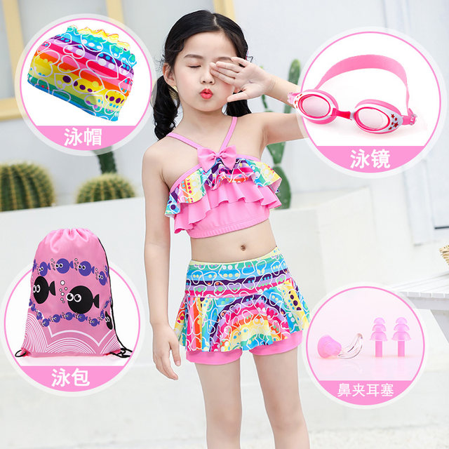 Baby swimsuit girl Han Lian skirt flat -angle children's cute split bikini swimsuit girl swimming suit
