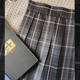 Fat MM large size pleated skirt smoky gray JK plaid skirt uniform student versatile skirt women cute Japanese slightly fat short skirt
