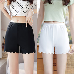 Ice Silk Safety Shorts for Women, Summer Non-Curling Thin Style, Anti-Exposure, Can Be Worn Outside, Loose Fit, Home Wear, Plus Size, Base Layer Insurance Shorts