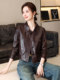 Sheepskin spring and autumn new style high-end retro genuine leather jacket women's motorcycle leather jacket young casual short style