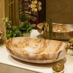 Large Ceramic Countertop Washbasin Marble European-Style Washbasin Bathroom Basin Balcony Art Basin for Home Use