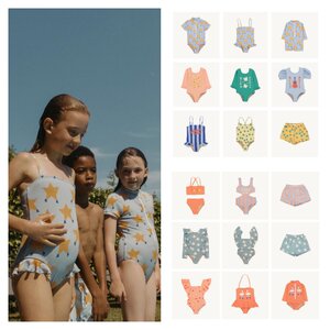 
tc25 spring and summer European and American children's vacation suspender one-piece swimsuit swimming trunks men and women baby split swimsuit suit set