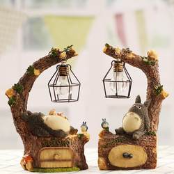 Cute and Adorable Totoro Tree Stump Leisurely Night Light Resin Ornament for Desk, Home Decoration, Birthday Gift for Girls
