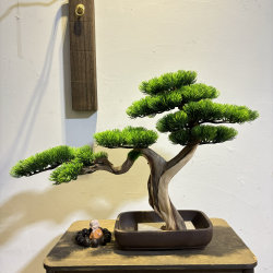 Chinese-Style High-End Solid Wood Thuja Artificial Welcoming Pine Old Stump Green Plant Bonsai Home Living Room Entrance Decoration Rockery Tree
