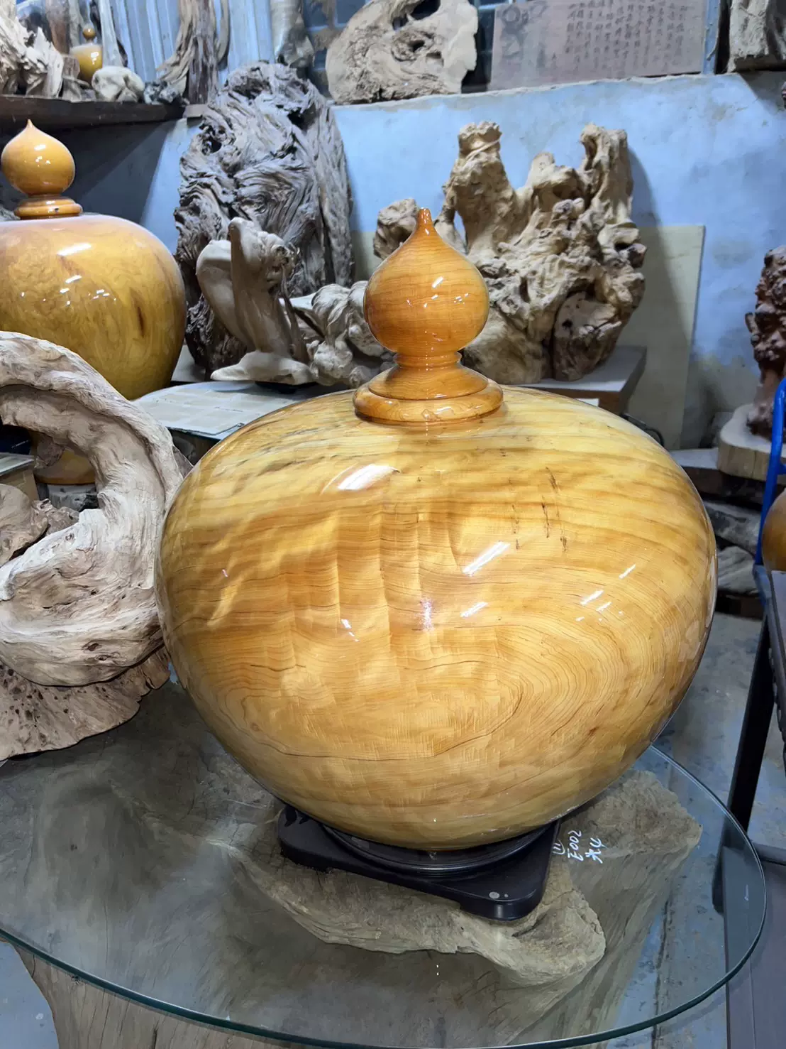 台湾産黄檜飾り品聚宝盆