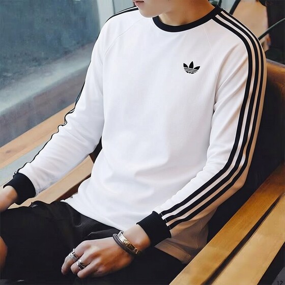 
Adidas Clover men's white long-sleeved T-shirt 26 new inner pullover running sportswear KE3545
