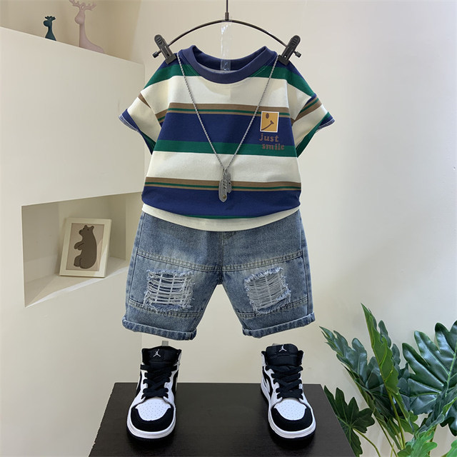 Boys summer suit 2024 new fashionable children's summer short-sleeved ...