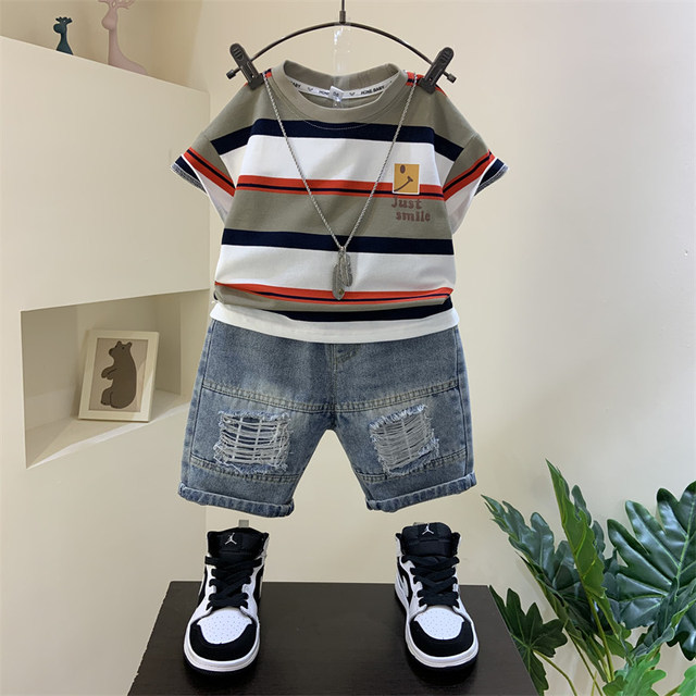 Boys summer suit 2024 new fashionable children's summer short-sleeved ...