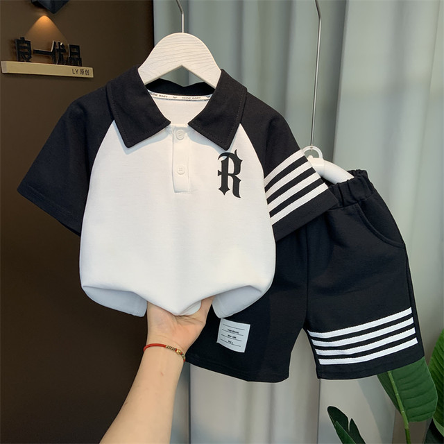 Boys Summer Short Sleeve Sports Suit 2024 New Children's Casual Summer ...