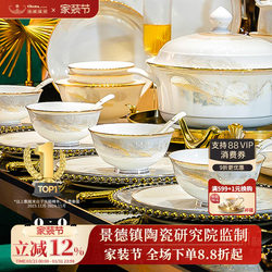 Jingdezhen Tableware Set for Home Use 2026 New Model High-Value Bowl and Plate Set for Home Use Housewarming Ceramic Bowlware