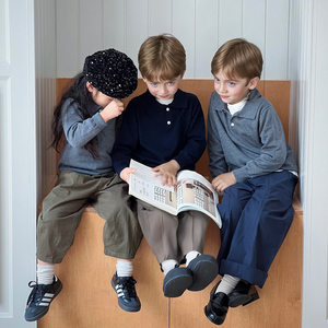 
CUHK boys and girls spring, autumn and winter old money style Polo collar sweater, versatile pullover wool blended high-quality sweater