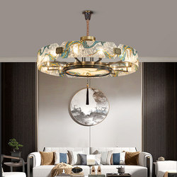 Enamel New Chinese-Style Chandelier, All-Copper, for Living Room, Dining Room, Bedroom, Chinese Style, Zen, Grand, Duplex Apartment, Villa, Open Space