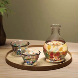 Japan Imported Tsugaru Handmade Colored Glass Jug Sake Cup Small Tea Cup Tea Cup Set Creative Gift