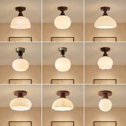 2025 New Model Corridor Light Aisle Light Cream Retro Mid-Century Style American Glass Foyer Balcony Eye-Protection Pendant Light