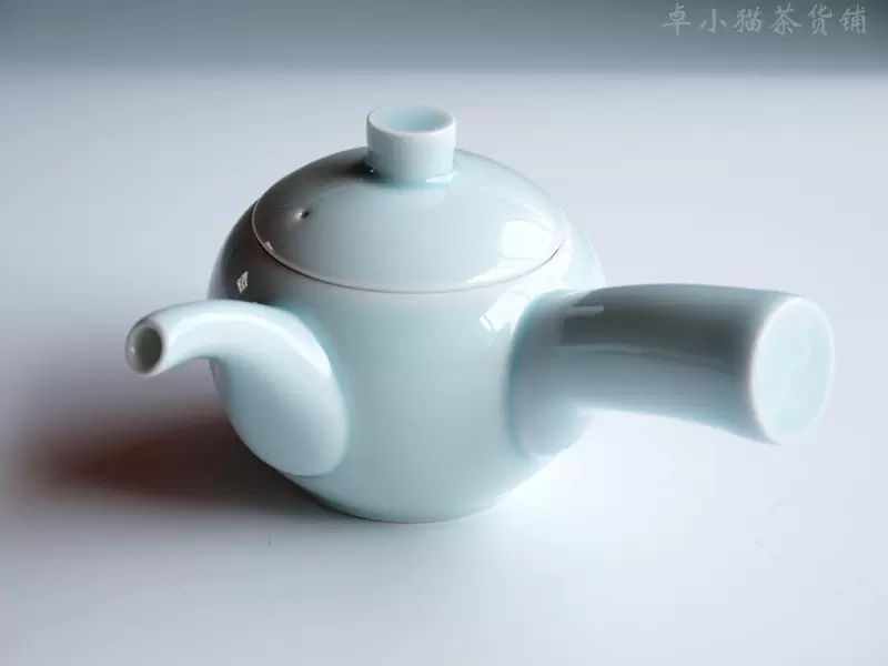 日本进口白山陶器青白釉波佐见烧丸小急须日本茶道茶壶茶杯子-Taobao