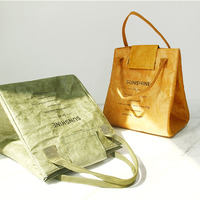 Insulated Bento Bag Lunch Box | High-Value Washed Kraft Paper Handbag