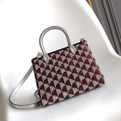 2025 Summer and Autumn New Roman-Inspired Diamond Cut Surface Jewelry Elements Mosaic Tote Bag Women's Bag Tongue Bag