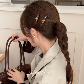 
E3708 Two-pack autumn and winter new style Ancora red cute puppy one-word clip acetic acid bangs ins side clip