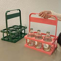 Camping Picnic Basket, Outdoor Foldable Beverage and Beer Basket with Handle, ins Style Coffee and Milk Tea Convenient Storage Basket