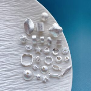 
925 sterling silver accessories brushed ingot five-pointed star cat claw small fish bone flower tray wheel bead separator bead separator diy