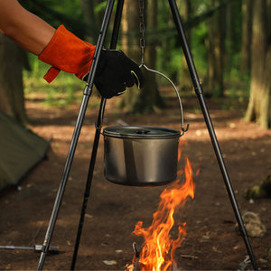 
Outdoor thickened heat-insulated leather gloves camping barbecue bonfire wear-resistant flame retardant protective gloves welding labor protection gloves