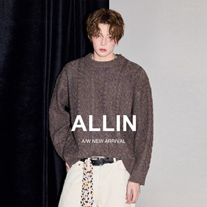 
ALLIN hemp pattern sweater men's spring and autumn trendy brand cleanfit couple sweater American style lazy style sweater