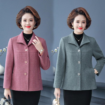 Loose 50 -year -old jacket short lapel middle -aged and elderly women's clothing
