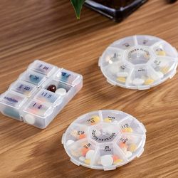 7-Day Pill Organizer, Small Size, Portable Travel Weekly Medicine Pill Storage Box