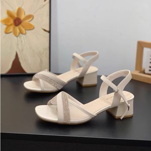 
Super hot design fashion sandals for women 2026 summer new style retro French thick heel square strap open toe Roman shoes