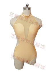 Pole Dance Performance Clothing Mesh Splicing Slanted Shoulder Jumpsuit Ballet Dance Clothing Ring Suit Gymnastics Suit