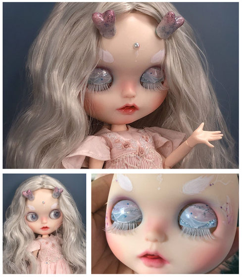 Little Dragon Girl Special Makeup Silver Midtime Mid -length curly hair plus dragon -horn teeth tongue tongue private customization and change of baby deposit
