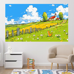Beautiful Scenery Painting Paper Wall Stickers Dormitory Wallpaper Bedroom Self-Adhesive Wall Art Mural Wall Stickers Wall Covering Stickers