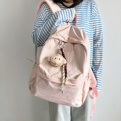 School Bag for Female College Students, Water-Repellent Backpack for Junior High School Students and High School Students, Korean Style Solid Color Mountaineering and Travel Backpack