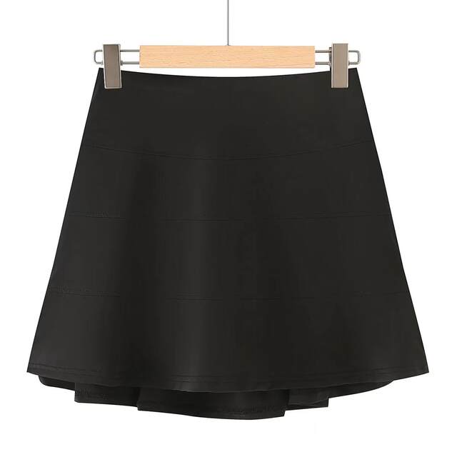 Little Ru European and American style hot girl sports skirt for women in spring and autumn solid color versatile anti-exposure high waist A-line pleated skirt