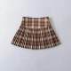 Little Ru European and American hot girl retro plaid printed pleated skirt for women in spring and autumn anti-exposure high waist slimming skirt