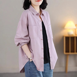 Top Brand Clearance Export 2026 Spring and Autumn Shirt with a Turn-Down Collar, Casual, Versatile, Loose-Fitting, Slimming, Korean Style Shirt Jacket