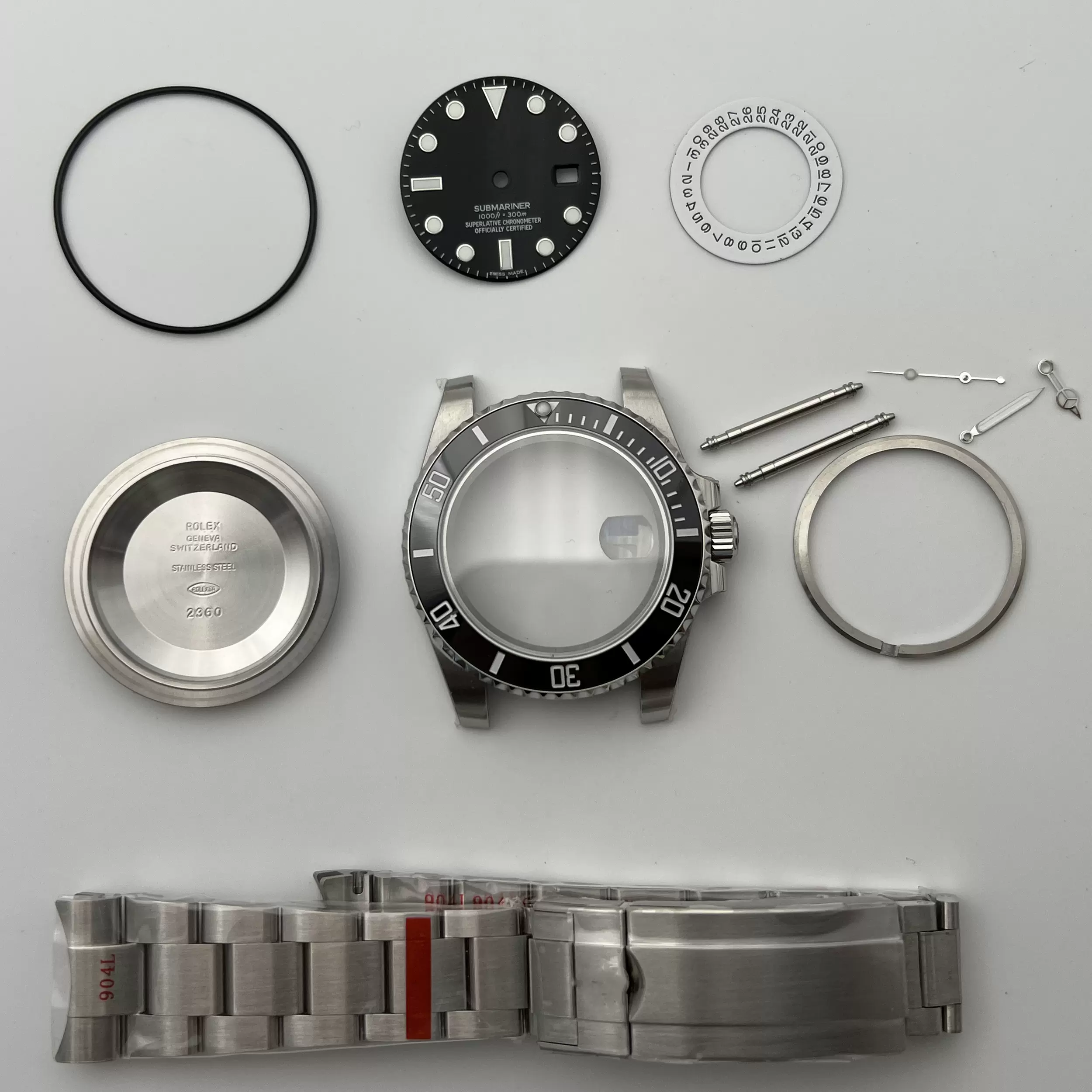 视频同款手表配件适用黑水鬼全套表壳国产瑞士2824和2836机芯3135-Taobao