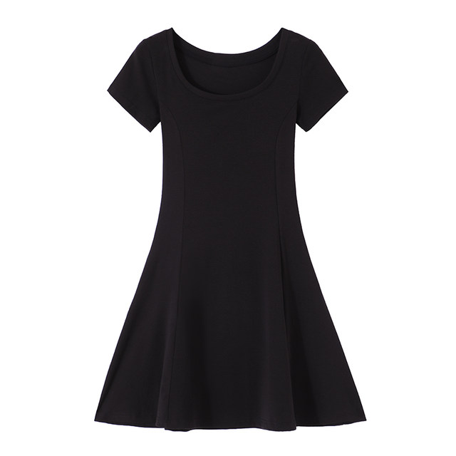 Hepburn style dress U-neck waist slimming pure sexy women's small slim ...