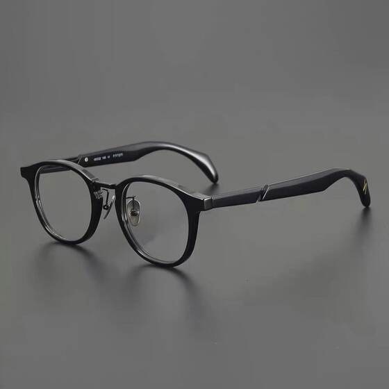 
Retro green glasses frame Hong Kong style personalized black thick frame glasses for men with round faces and women with day wear styling anti-blue light and myopia