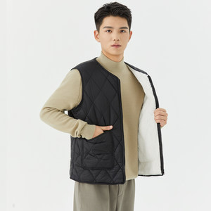 
Down cotton vest men's inner lid plus velvet thickened warm vest in autumn and winter, bottoming inside with cotton jacket and horse clip inside