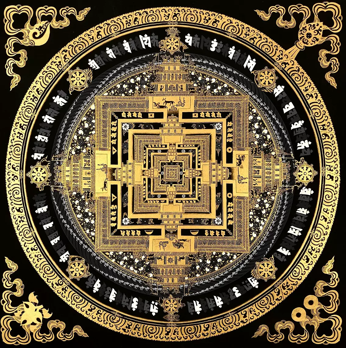 時輪壇城　手描き描金　唐卡　黒金色絵画　仏教　お寺　美術品 骨董品　縁起物　菩薩 Amazon.co.jp: 時輪壇城 手描き描金 唐卡 黒金色絵画 仏教 お寺 美術品