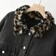 Retro leopard print thickened cotton denim jacket for women in Hong Kong style winter new printed trendy warm jacket for cotton jacket