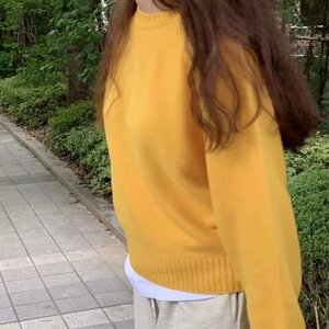 
[Ready stock] Korean gabrielle solid color knitted top lazy loose round neck pullover sweater for women