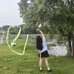 Green 4m Jk Outdoor Photo Ribbon Stick Kidsren's Dance Ribbon Strip Hand Swing Gymnastics Children's Day Dance Props