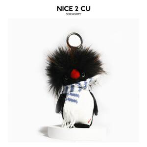 
Original Fried Scarf Little Penguin School Bag Pendant Creative Cute Plush Doll Car Keychain