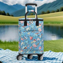 Lightweight Household Shopping Cart with Foil Shopping Bag, Supermarket Swivel Wheel Trolley, Portable Wheeled Shopping Bag